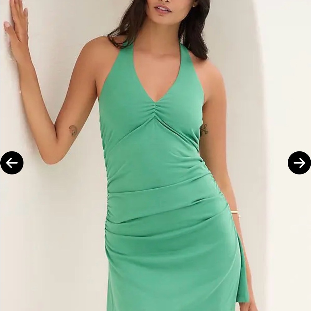 Anthropologie Green Halter Dress